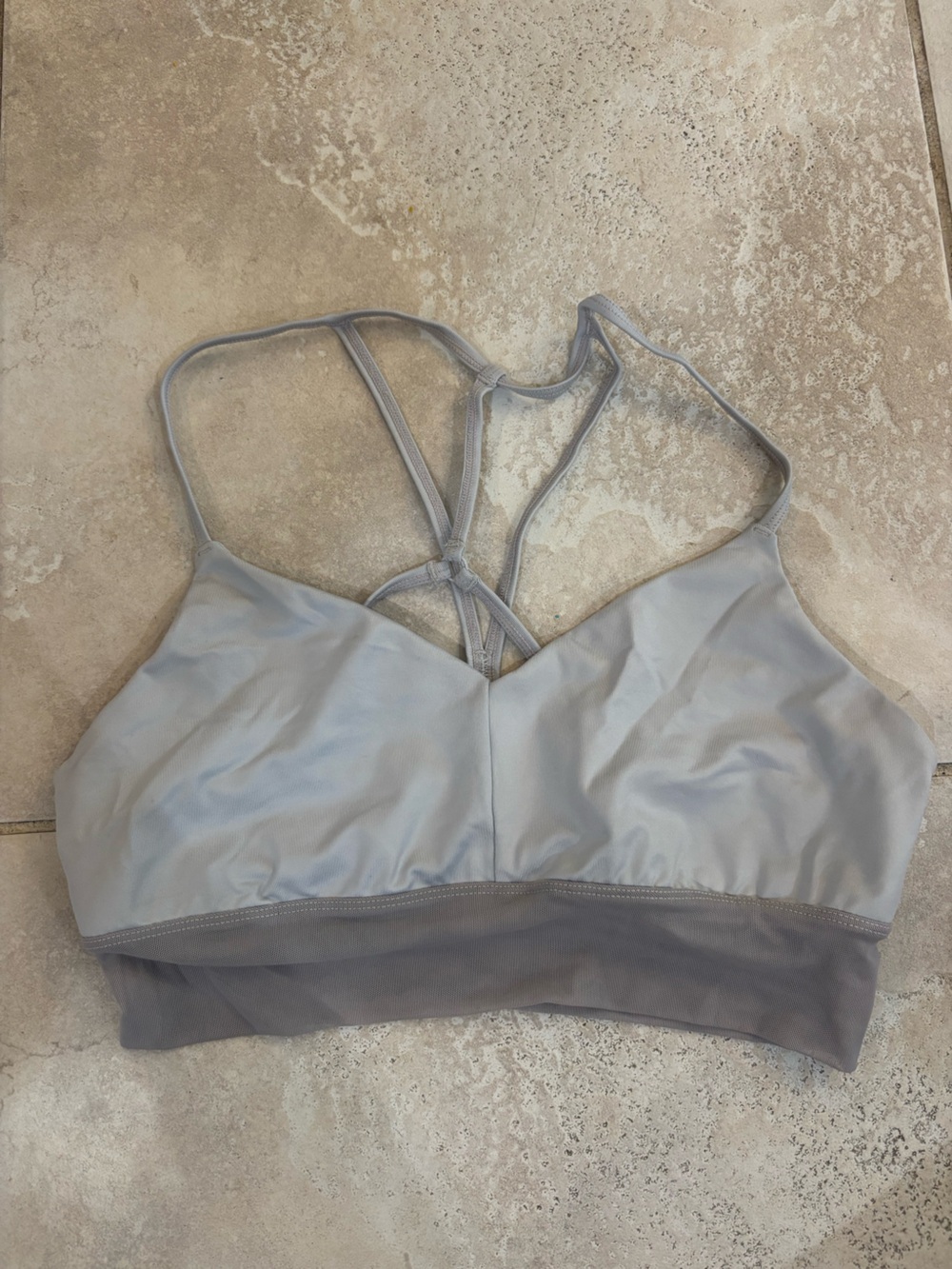 Alo Light Gray Strappy Sports Bralette - Women's Intimates